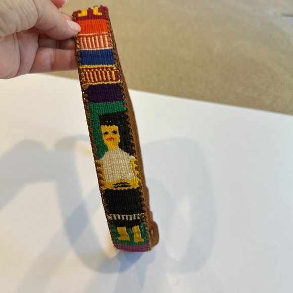 Guatemala Belt Leather Art Embossed Artisan Embroidery People Handcraft Size 28 - Picture 4 of 9
